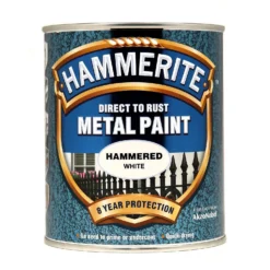 Hammerite Direct To Rust Hammered White Metal Paint - 750ml
