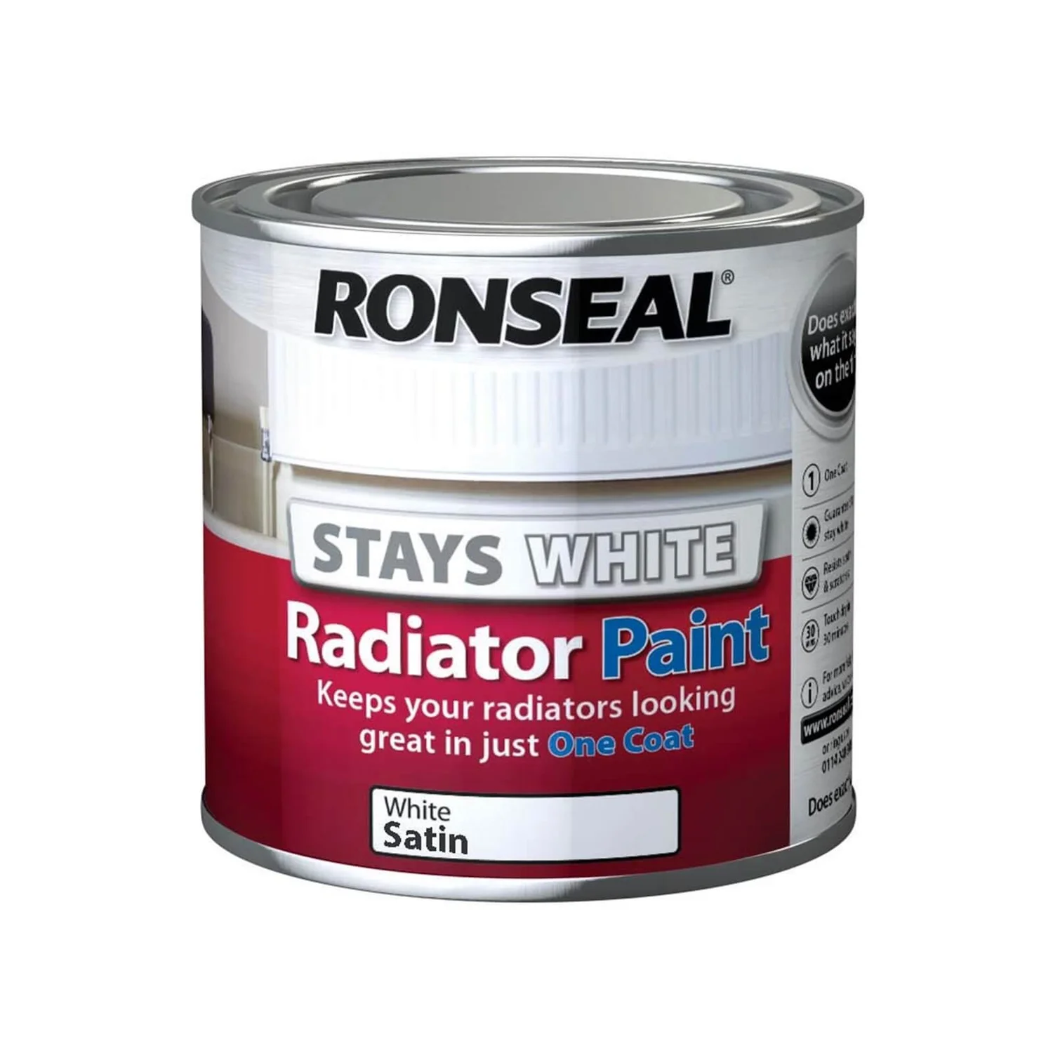 Ronseal Stays White Radiator Paint Satin - 250ml 3 Ronseal Stays White Radiator Paint Satin - 250ml