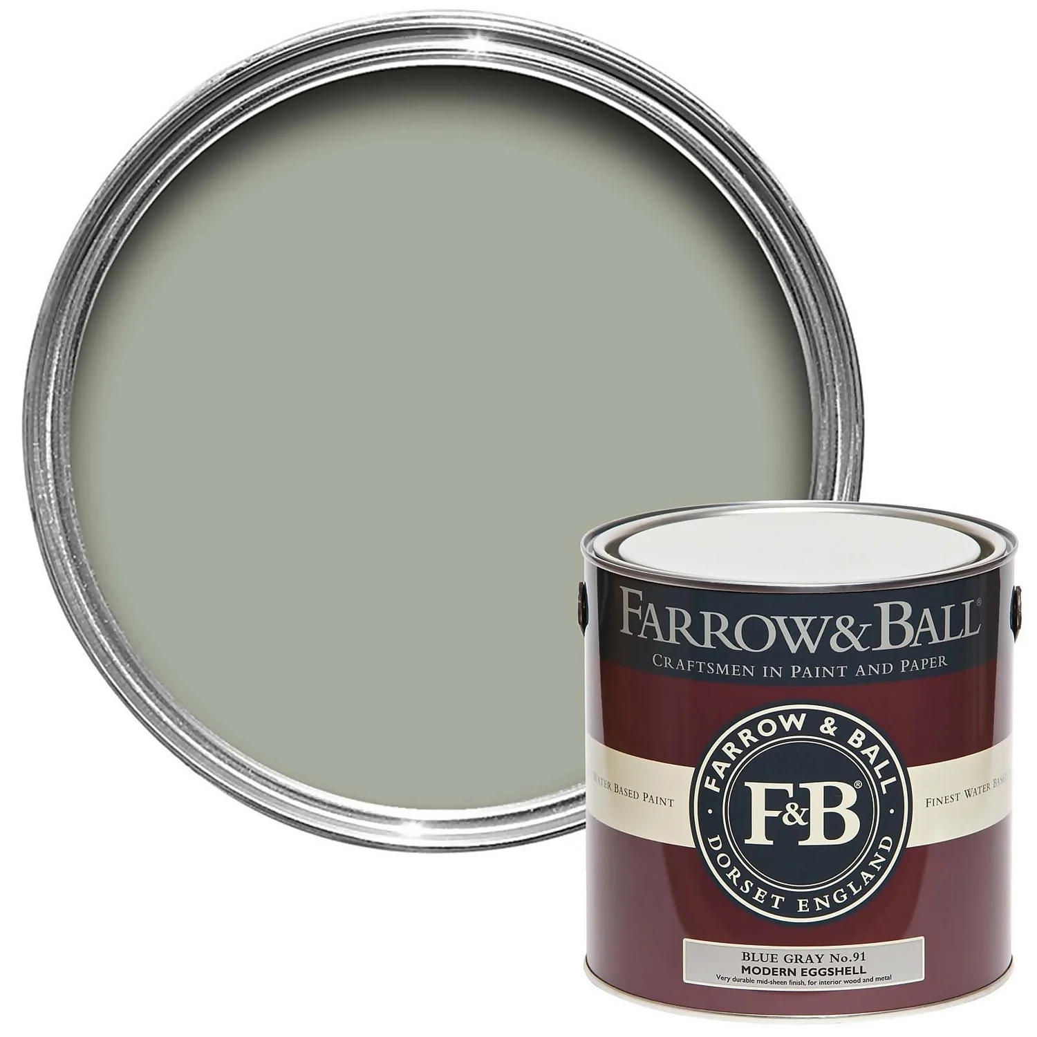 Farrow & Ball Modern Eggshell Paint Blue Gray - 2.5L 3 Farrow & Ball Modern Eggshell Paint Blue Gray - 2.5L