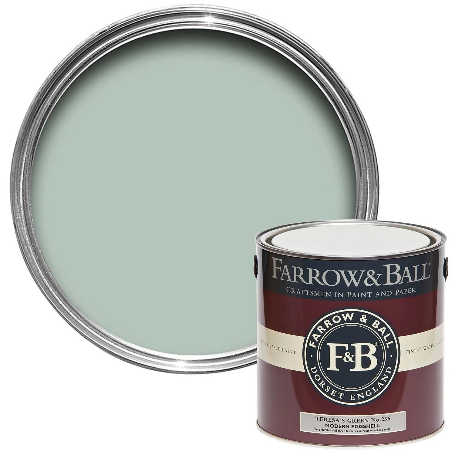 Farrow & Ball Modern Eggshell Paint Teresa's Green - 2.5L 3 Farrow & Ball Modern Eggshell Paint Teresa's Green - 2.5L