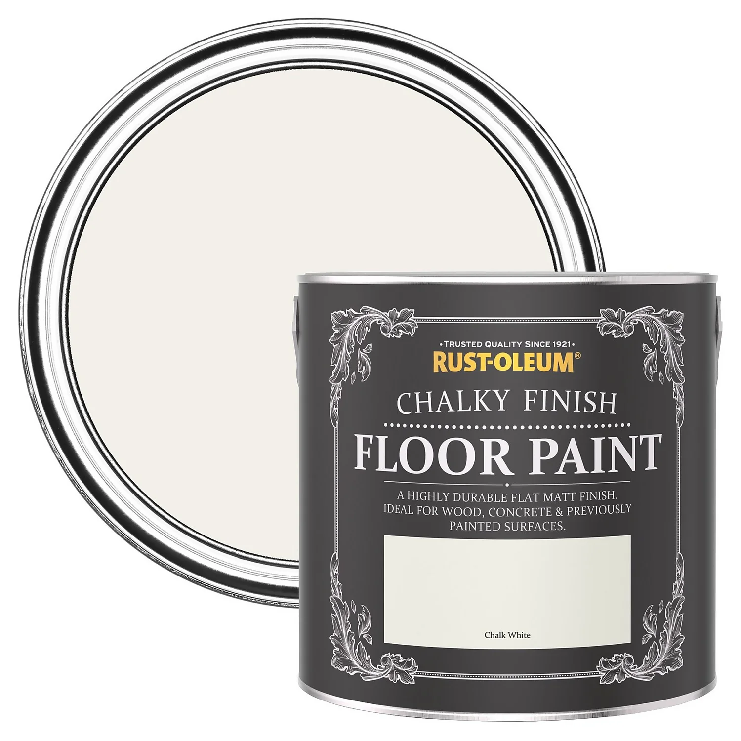 Rust-Oleum Chalky Floor Paint Chalk White - 2.5L 3 Rust-Oleum Chalky Floor Paint Chalk White - 2.5L