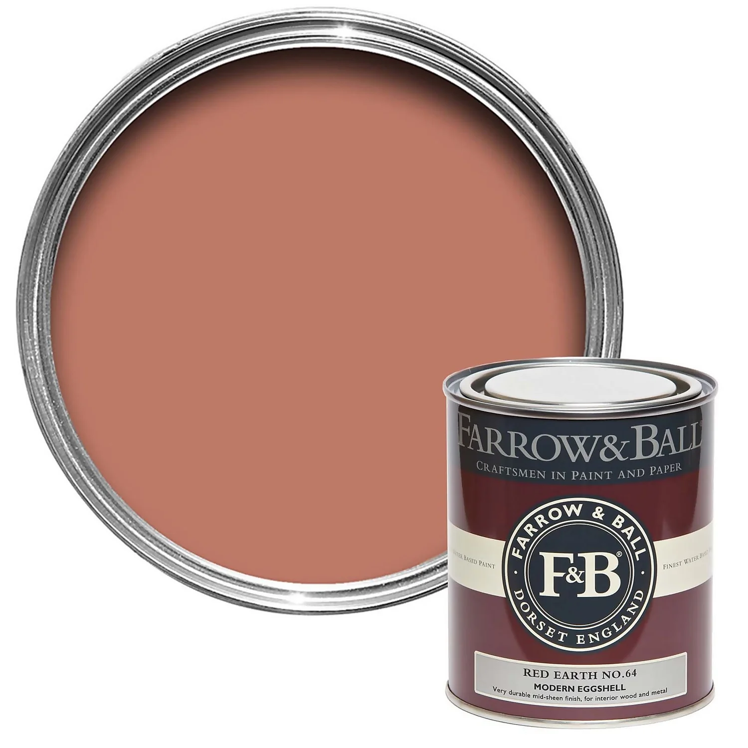 Farrow & Ball Modern Eggshell Paint Red Earth - 750ml 3 Farrow & Ball Modern Eggshell Paint Red Earth - 750ml