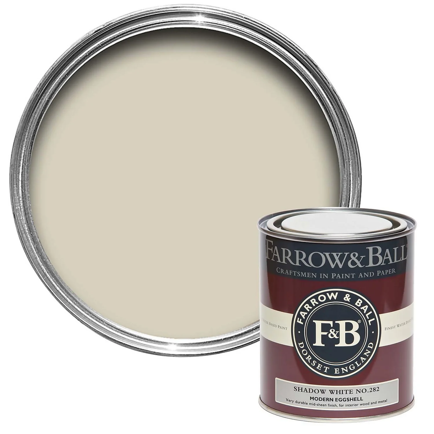 Farrow & Ball Modern Eggshell Paint Shadow White - 750ml 3 Farrow & Ball Modern Eggshell Paint Shadow White - 750ml