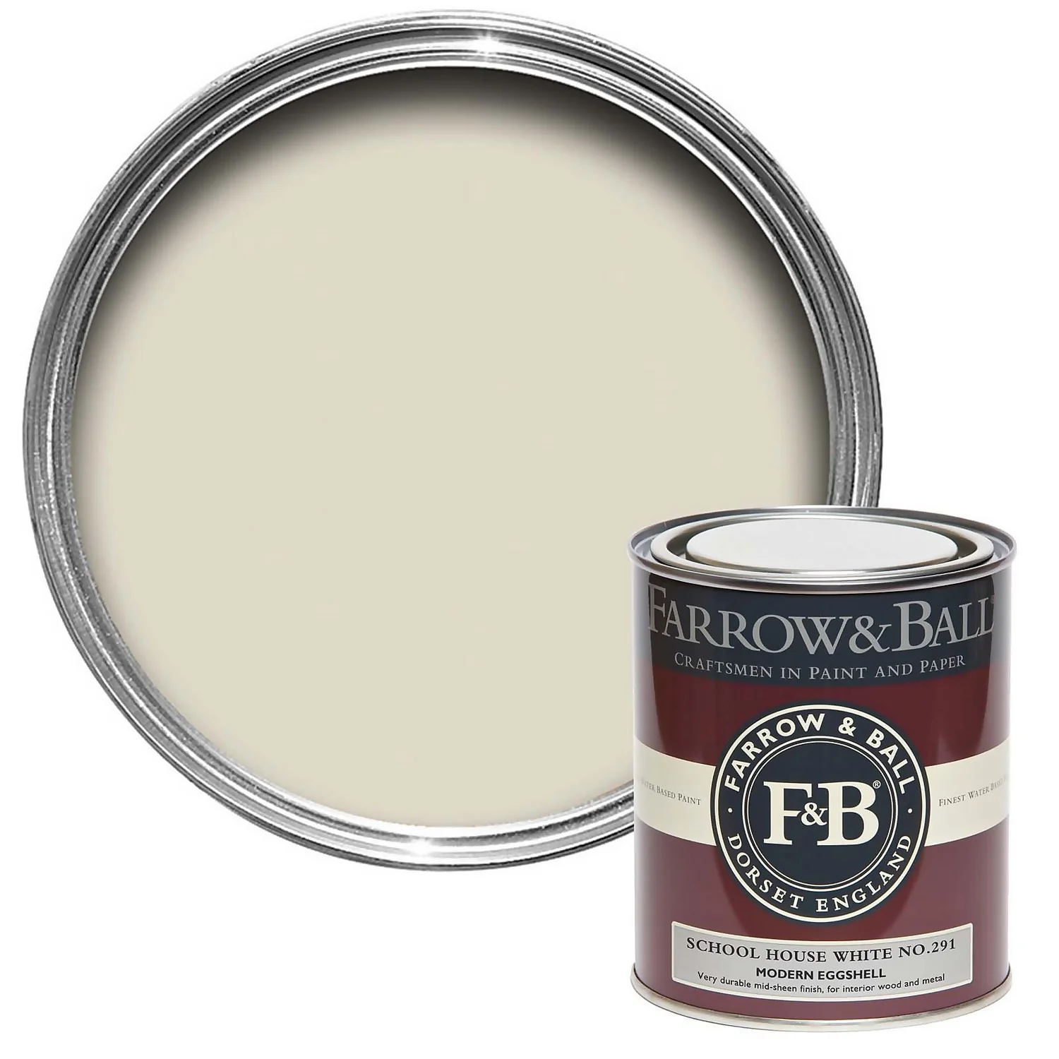 Farrow & Ball Modern Eggshell Paint School House White - 750ml 3 Farrow & Ball Modern Eggshell Paint School House White - 750ml