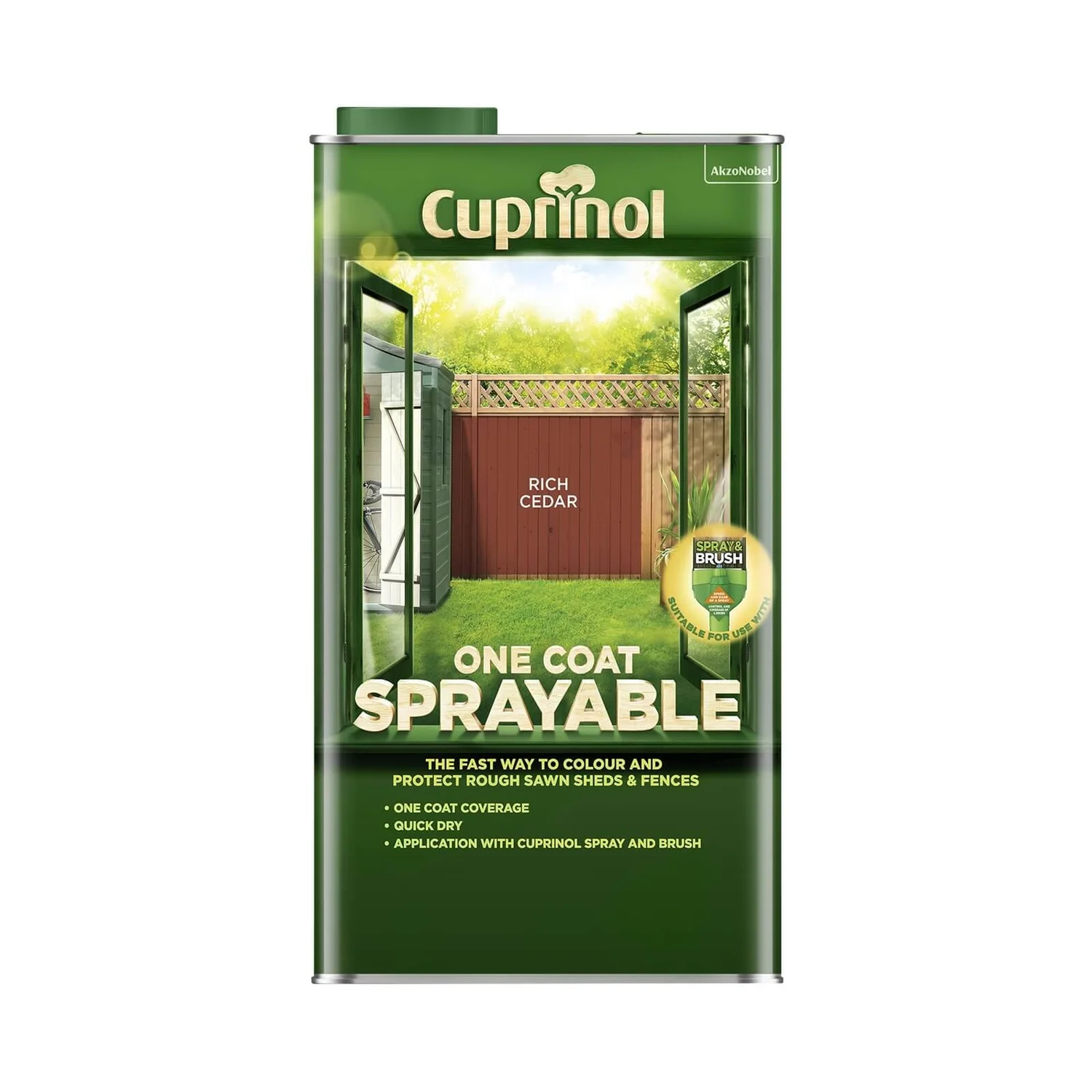 Cuprinol One Coat Sprayable Shed & Fence Paint - Rich Cedar - 5L 3 Cuprinol One Coat Sprayable Shed & Fence Paint - Rich Cedar - 5L