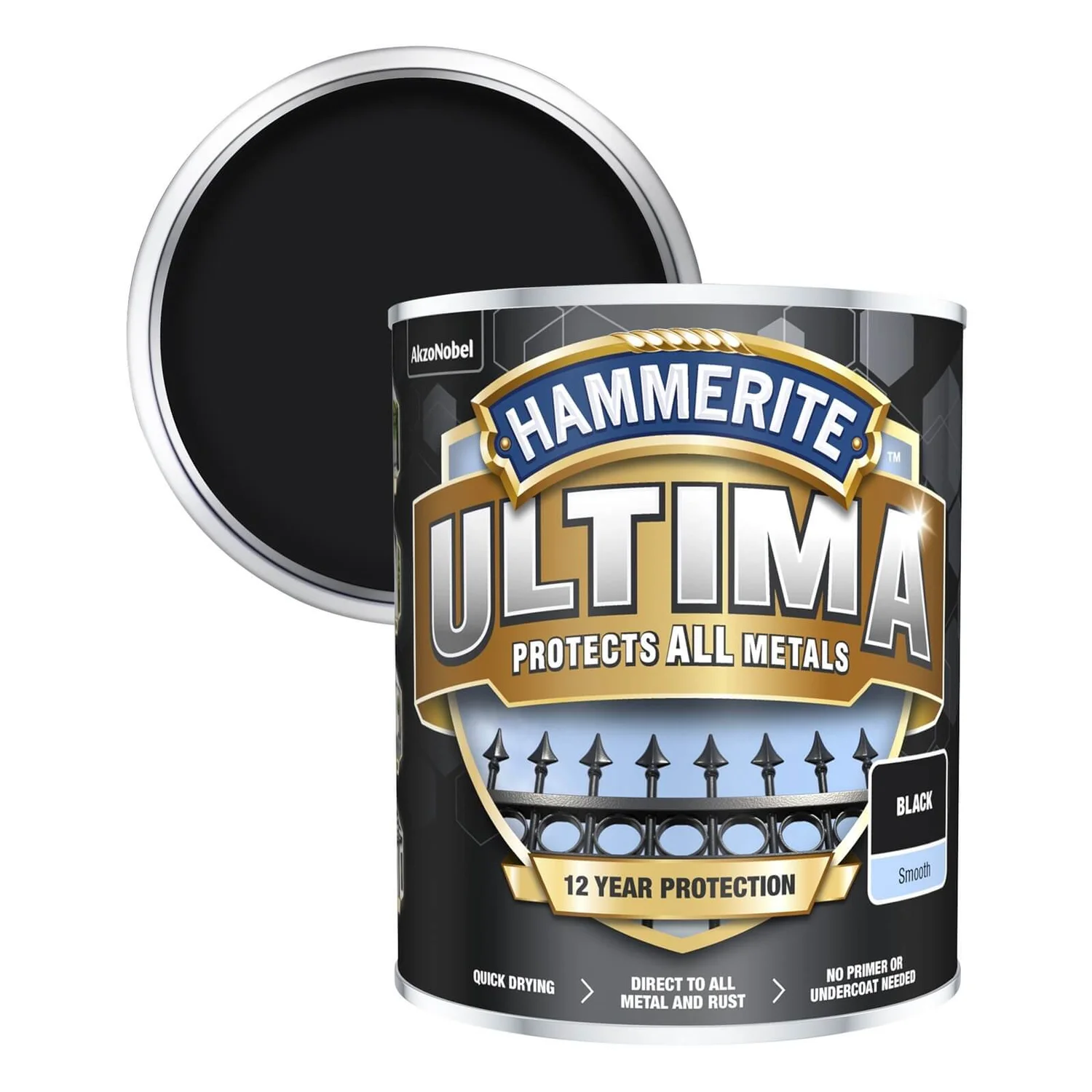 Hammerite Ultima Smooth Metal Paint - Black - 750ml 3 Hammerite Ultima Smooth Metal Paint - Black - 750ml