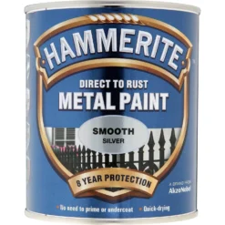Hammerite Direct To Rust Smooth Silver Metal Paint - 750ml