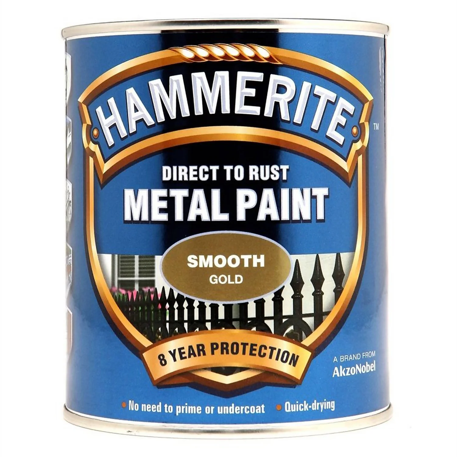 Hammerite Direct To Rust Smooth Gold Metal Paint - 750ml 3 Hammerite Direct To Rust Smooth Gold Metal Paint - 750ml