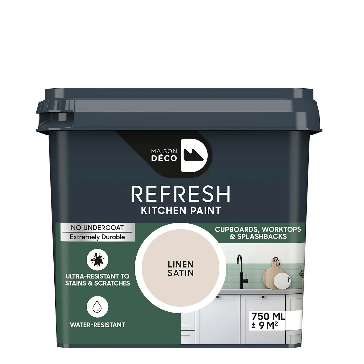 Maison Deco Refresh Kitchen Cupboards, Worktops & Splashbacks Paint Linen - 750ml 3 Maison Deco Refresh Kitchen Cupboards, Worktops & Splashbacks Paint Linen - 750ml