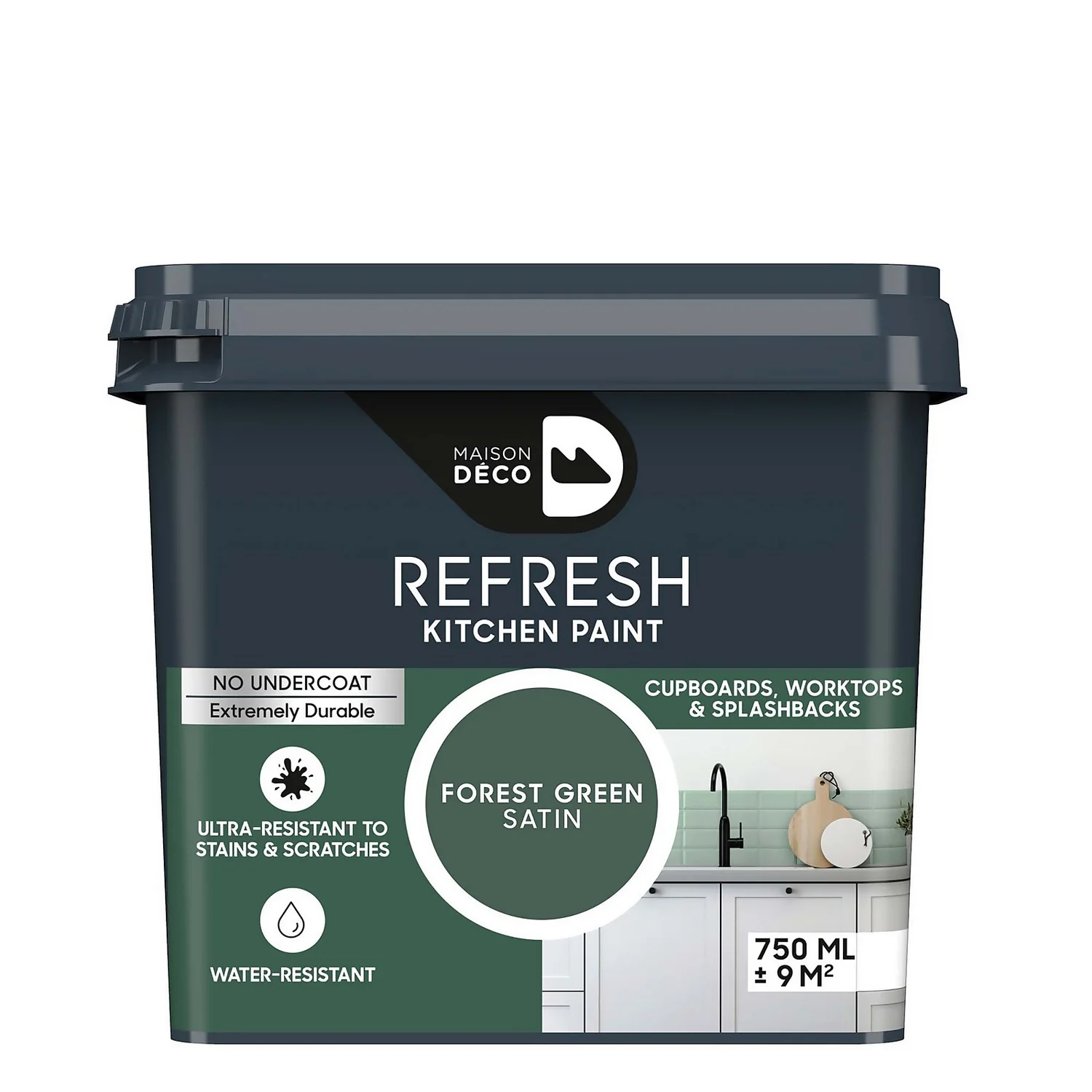 Maison Deco Refresh Kitchen Cupboards, Worktops & Splashbacks Paint Forest Green - 750ml 3 Maison Deco Refresh Kitchen Cupboards, Worktops & Splashbacks Paint Forest Green - 750ml