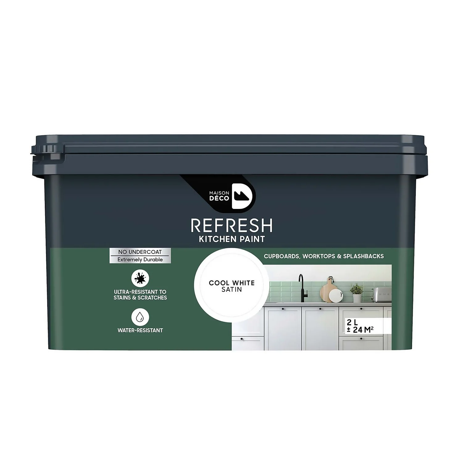 Maison Deco Refresh Kitchen Cupboards, Worktops & Splashbacks Paint Cool White - 2L 3 Maison Deco Refresh Kitchen Cupboards, Worktops & Splashbacks Paint Cool White - 2L