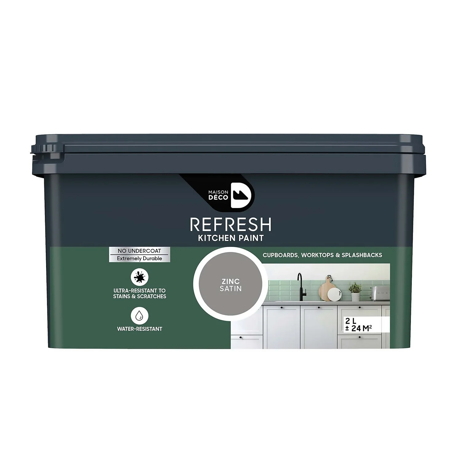 Maison Deco Refresh Kitchen Cupboards, Worktops & Splashbacks Paint Zinc - 2L 2 Maison Deco Refresh Kitchen Cupboards, Worktops & Splashbacks Paint Zinc - 2L