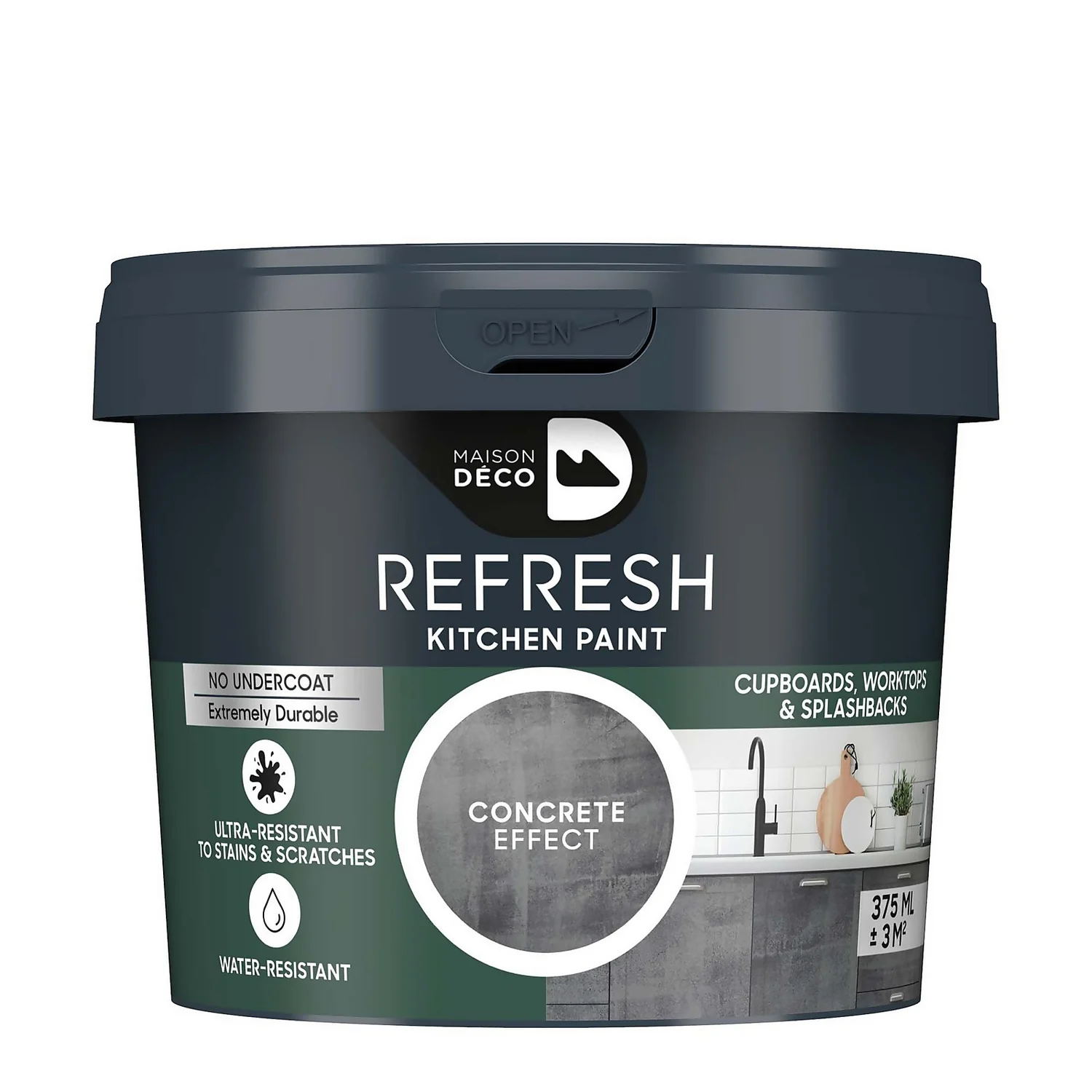 Maison Deco Refresh Kitchen Cupboards, Worktops & Splashbacks Paint Concrete Effect - 375ml 3 Maison Deco Refresh Kitchen Cupboards, Worktops & Splashbacks Paint Concrete Effect - 375ml