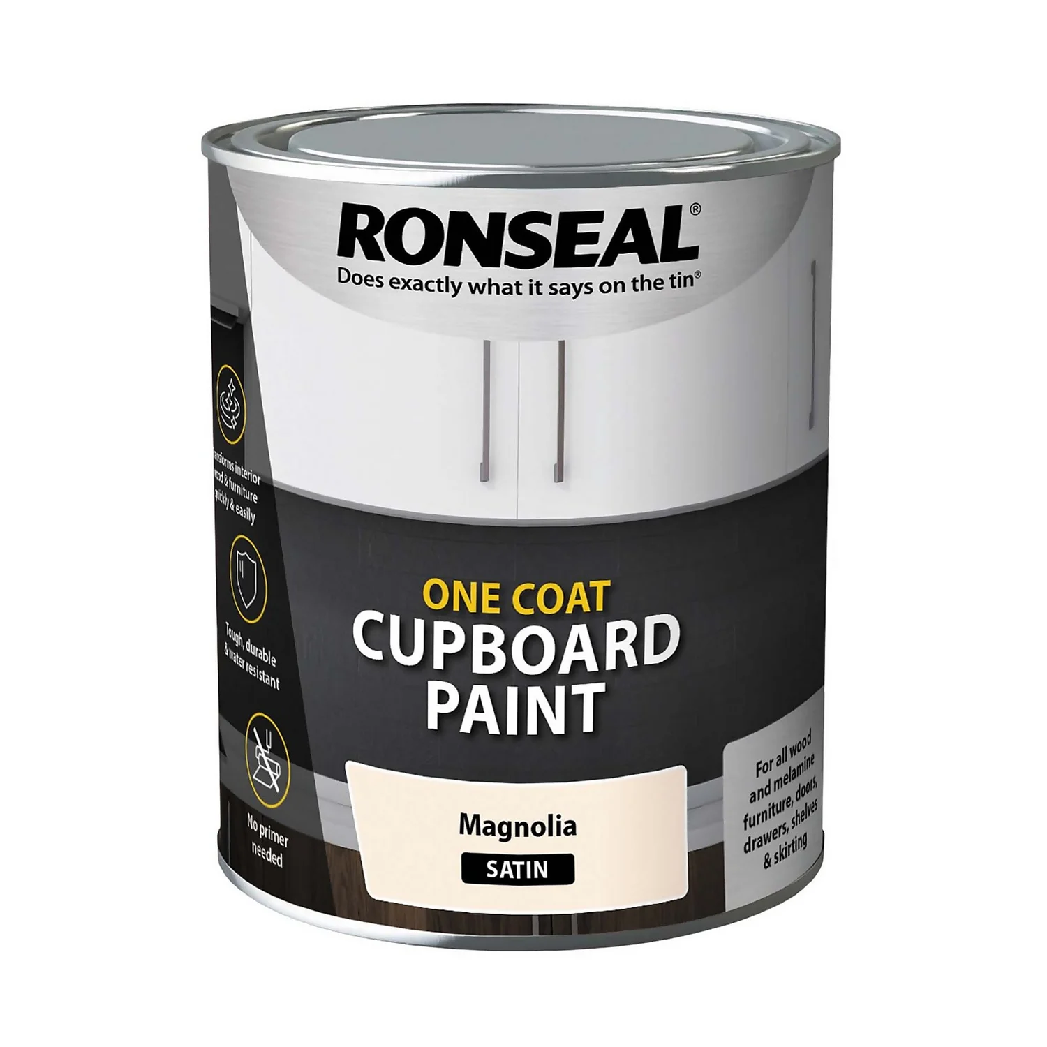 Ronseal One Coat Cupboard Paint Magnolia Satin - 750ml 3 Ronseal One Coat Cupboard Paint Magnolia Satin - 750ml